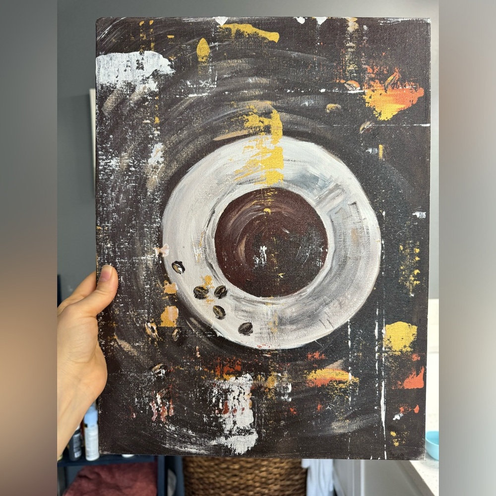 Abstract coffee acrylic artwork